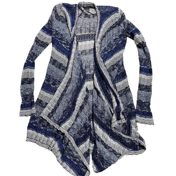 INC International Concepts Sweaters - INC International Concepts Womens Small Knitted Flowy Shimmer Long Cardigan Blue